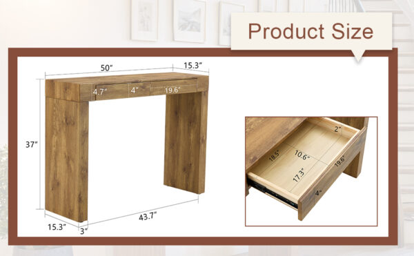 24e2d386242445c298f267c1e292a9a7_2bad65cbebcc0ec784c4a317e90f7471 Elegant Natural Wood Grain Bar Table-50 Inches Long, a Practical Choice for Modern Homes.Wood Grain Texture Sticker,Equipped With Two Drawers.Serving As A Bar Table Or A Desk.