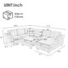 Sectional Sofa 111.8" U-shaped Sofa Chenille Upholstered Sofa Couch with Movable Storage Ottoman for Living Room, White