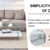 43.3 Inch Modern Two-Tier Coffee Table - An Elegant Combination of Clear Glass and White Marble Pattern.It can be used not only as a coffee table but also as a side table or display stand.