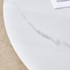 42" Luxury Sintered Stone Table: 0.45" Durable Top + 6" Steel Legs, 500lb Capacity, Stain/Heat-Resistant White/Gray Veined Surface - Modern Minimalist Design