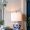 D12x19.3" Blue and White Ceramic Vase Lamp