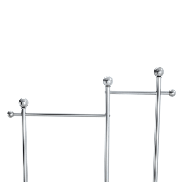 70" Industrial Coat Rack, Solid Wood & Silver Stainless Steel Clothing Rack, Double Layer Hanger for Coats, Hats, Bags, Shoes, Vintage Wood Grain (34.6" Wide)