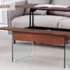 Multifunctional Lift Top Coffee Table -Dark Wood Color Grain Sticker, Essential for Modern Homes.Tempered Glass Legs,Lift Top Feature.Perfectly Fitting Into Living Rooms And Office.