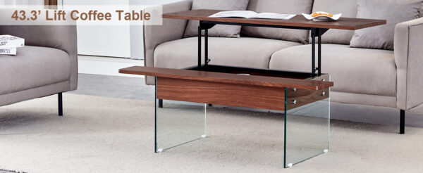 28bc480223e4476c9404630dfe15a9a7_c3a4534a7a622b62b18a30c4cd9f8361 Multifunctional Lift Top Coffee Table -Dark Wood Color Grain Sticker, Essential for Modern Homes.Tempered Glass Legs,Lift Top Feature.Perfectly Fitting Into Living Rooms And Office.