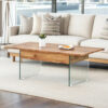 Multifunctional Lift Top Coffee Table -Light Wood Color Grain Sticker, Essential for Modern Homes.Tempered Glass Legs,Lift Top Feature.Perfectly Fitting Into Living Rooms And Office.