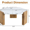 31-inch white marble-textured pentagonal coffee table - wooden triangular base, with a load-bearing capacity of 250 pounds, sturdy and durable, suitable for use in living rooms, cafes,.W1151138529
