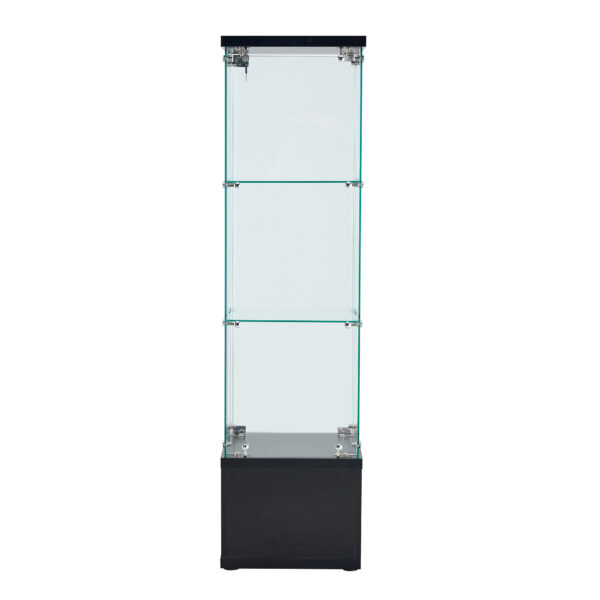 American-Style Non-Lit Glass Display Cabinet (0.2" Tempered Glass) – Soft-Close Drawer Slides  3 Adjustable Shelves, Ideal for Display & Storage