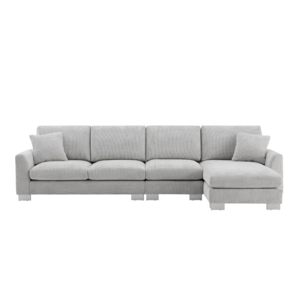119*55" Modern Oversized Sectional Sofa,L-shaped Luxury Couch Set with 2 Free pillows,5-seat Chenille Indoor Furniture with Chaise for Living Room,Apartment,Office,2 Colors