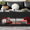 U-Can 41.3''-76.7'' Extendable Coffee Table, Efficient Central Coffee Table with Multiple Storage Compartments, Multifunctional Adjustable Coffee Table with Hidden Storage Space for Living Room