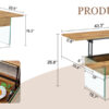 Multifunctional Lift Top Coffee Table -Light Wood Color Grain Sticker, Essential for Modern Homes.Tempered Glass Legs,Lift Top Feature.Perfectly Fitting Into Living Rooms And Office.