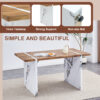 Natural Wood Grain MDF Dining Table - 55"x31.5" Stable Design.Suitable For Various Modern Home Decor Styles.Splicing structure design,Wood Textured Desktop,White Marble Patterned Table Legs.