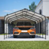 12X20 FT Metal Carport, Outdoor Car Shelter All Weather, Heavy Duty Outdoor Galvanized Car Shelter for Car Boat Truck and SUVs Black