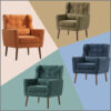 Modern Accent Chair,Chenille Arm Chairs for Living Room,Upholstered Mordern Armchair,Comfy Soft Padded Lounge Chair in Small Space, Bedroom, w/Pillow, Solid Wood Leg (Olive Green)