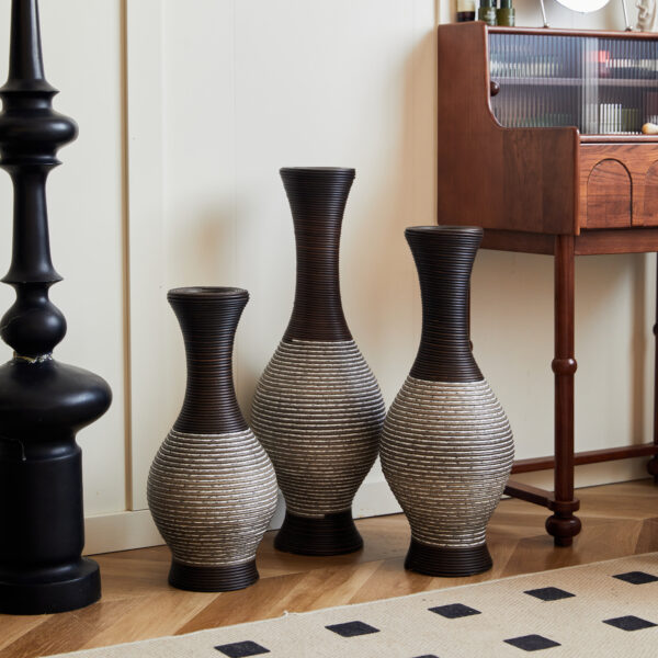 2d2c78ed2a8449bfaa28e74e63de4e4e_c52bf7cc41b2b93aefc2d1403016302c Desktop Vase, Brown Decorative Floor Vase, Classic and Neat Floor Vase, High Independent Flower Stand, Artificial Vine Vase, PVC Floor Vase, Home Decoration Flower Stand Set of 3 pieces
