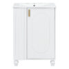 24" Bathroom Vanity with Sink, Bathroom Cabinet with Door Shelf, Side Open Storage, Solid Wood Frame,Soft Closing Door, White