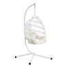 Heavy-Duty Iron Hanging Chair with Wicker Weave – Single Person Swing for Indoor/Outdoor (White)