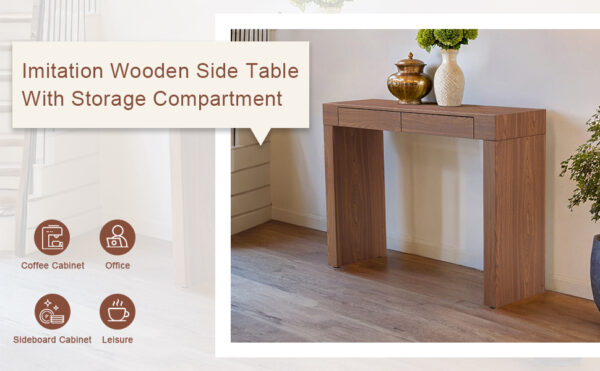 2e72f9419c684feab717788bd75bef1e_fa8968ac62ef1b81b5890672108536cd Elegant Dark Wood Grain Bar Table-50 Inches Long, a Practical Choice for Modern Homes.Dark Wood Grain Texture Sticker,Equipped With Two Drawers.Serving As A Bar Table Or A Desk.