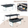 Multifunctional Lift Top Coffee Table -Black Marble Pattern, Essential for Modern Homes.Tempered Glass Legs,Multiple Color Options,Lift Top Feature.Perfectly Fitting Into Both Living Rooms And Office.
