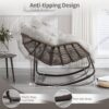 Outdoor Patio Rocking Chairs, Oversized Papasan Rocking Chair Indoor with Padded Cushion