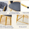 Two-piece rotating swivel chair, Dark gray cotton and linen soft seat, golden metal legs, rust-proof and wear-resistant, suitable for restaurant/bar high tables, lightweight single unit