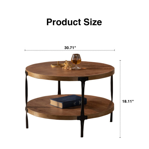 300feb8cd8584e31818e6f0fb16174b3_485e2f4587c932aea42d77bd277a6229 Round two-ply Coffee Table Handcrafted Relief Sturdy Pedestal Wooden Olive-Shaped Tea Table for Living Room