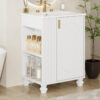 24" Bathroom Vanity with Sink, Bathroom Cabinet with Door Shelf, Side Open Storage, Solid Wood Frame,Soft Closing Door, White