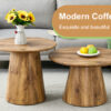 Natural Wood Grain MDF Round Coffee Table - 21.6" Diameter, 19.7" Height.Natural Wood Grain Texture Sticker,Exquisite Wood Grain Surface,Flexible MatchingMRound Tabletop Design.