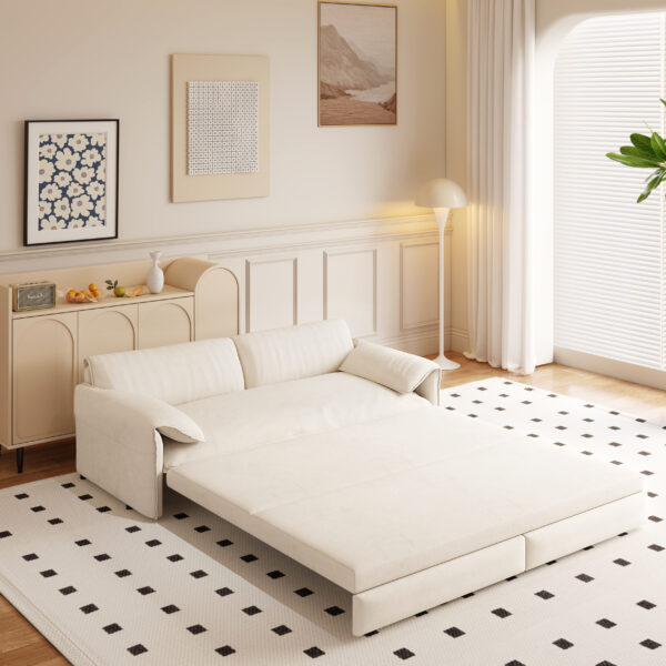 66" Queen Pull Out Sofa Bed, 3-in-1 Convertible Sleeper Sofa with Side Storage,Multi-Functional Velvet Loveseat Bed for Living Room,Bedroom,Apartment,Office.(Old Sku:W1885P154637/W1885P214783)