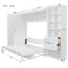 Queen Size Murphy Bed Wall Bed with Closet , Drawers and Shelves, White