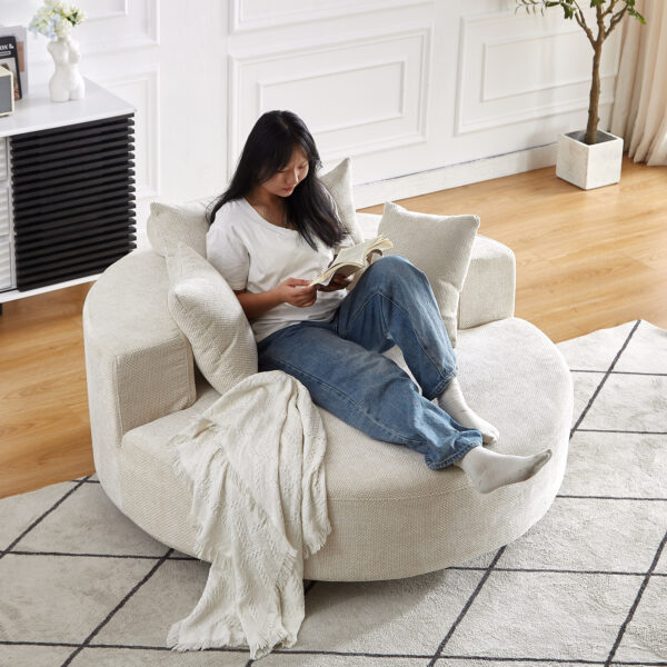3164d3a7f6064349b3f43c9702878a0c_653be7c8d81161be66233fdede894fca 55''L Chenille Foam Single Swivel Chair, Fluffy Modern Sleeper, 360 Degree Swivel Chair for Living Room, Bedroom, Lounge and Projection Room