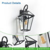 21"(H) 2-Pack Outdoor Wall Lantern Light – Modern Black Metal & Clear Glass Sconce for Porch, Patio, and Garden Lighting (Bulb Not Included)