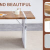 Natural Wood Grain MDF Dining Table - 55"x31.5" Stable Design.Suitable For Various Modern Home Decor Styles.Splicing structure design,Wood Textured Desktop,White Marble Patterned Table Legs.