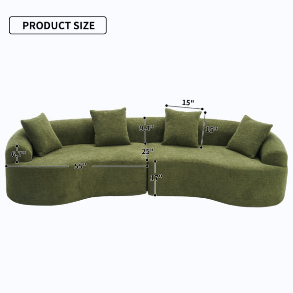 32126d2f138b4fe98fe69b1bd185f902_94635bda914c6c639dc71a30dbdb0b46 LY-025 Full Compression Sponge Sofa Forest Green Curved Modular Sectional, 30D High-Density Chenille Sleeper Couch for Apartment, 800 lbs 110"L