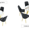 A 42-inch stainless steel white pattern burning stone round table with gold legs Round table suitable for 2, 4 or 6 people