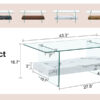 43.3 Inch Modern Two-Tier Coffee Table - An Elegant Combination of Clear Glass and White Marble Pattern.It can be used not only as a coffee table but also as a side table or display stand.