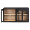 TREXM 4-Door Large Storage Sideboard Buffet Cabinet with Glass Doors, Arched Cabinet with Adjustable Shelves for Kitchen, Dining Room and Living Room (Black)