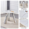 A 42-inch stainless steel leg round table with a marble top is suitable for use by four or six people