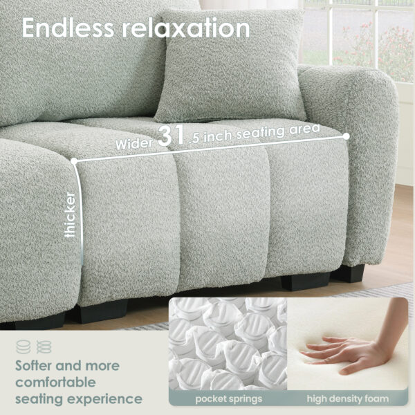 [VIDEO] 110" Modular Sectional Sofa, L Shape with Extra-large Seat, Pull-line Design, Movable Ottoman, High Density Foam, Free Combination, Sturdy Metal&Wood Frame, Boucle Fabric, 3 Colors