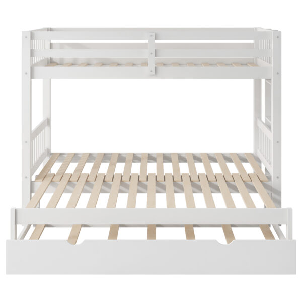 Twin over Pull-out Bunk Bed with Trundle, White(Old SKU:SM000301AAK-1)
