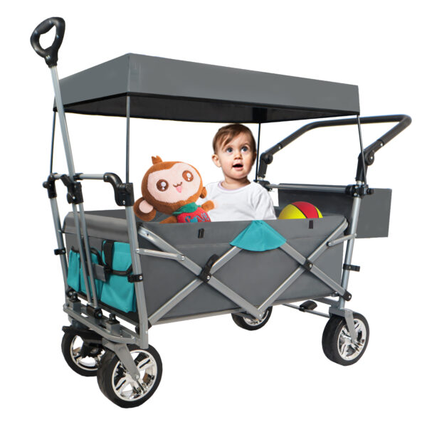 342bb39f4bab49cb851f5e7665eee2ff_9dc5f8189892cf364f74e9f42bafa06b Push & Pull Utility Folding Wagon with Removable Canopy