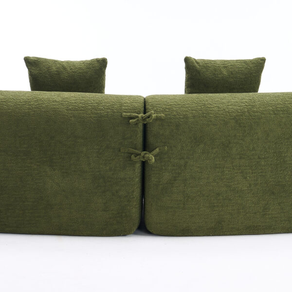 34344cf299e84b339f4e186d50b040e3_567b18993710e2fb64f320748c84a82c LY-025 Full Compression Sponge Sofa Forest Green Curved Modular Sectional, 30D High-Density Chenille Sleeper Couch for Apartment, 800 lbs 110"L