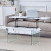 Multifunctional Lift Top Coffee Table -White Marble Pattern, Essential for Modern Homes.Tempered Glass Legs,Multiple Color Options,Lift Top Feature.Perfectly Fitting Into Both Living Rooms And Office.