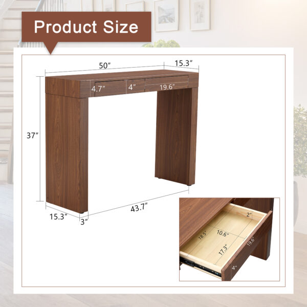 34624f731a7d4b32a2da18d407b1d241_c81d1d041eab5b4c8635b5c40c905567 Elegant Dark Wood Grain Bar Table-50 Inches Long, a Practical Choice for Modern Homes.Dark Wood Grain Texture Sticker,Equipped With Two Drawers.Serving As A Bar Table Or A Desk.