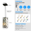 4" Modern Crystal Pendant Light - 3 Pack, Adjustable Hanging Ceiling Lamp with Crystal Prism Design for Dining Room, Kitchen Island, and Living Room -Black Finish