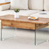 Multifunctional Lift Top Coffee Table -Light Wood Color Grain Sticker, Essential for Modern Homes.Tempered Glass Legs,Lift Top Feature.Perfectly Fitting Into Living Rooms And Office.
