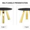 The 42-inch stainless steel gold-plated flamed granite round table with seating for 4 or 6 people is perfect for dining, entertaining, or as a conference table