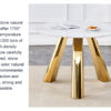 42" Luxury Sintered Stone Table: 0.45" Durable Top + 6" Steel Legs, 500lb Capacity, Stain/Heat-Resistant White/Gray Veined Surface - Modern Minimalist Design