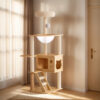 48.8" Modern Cat Tower, Wood Cat Tree Tower for Indoor Cats, Cat Treewith Sisal-Covered Scratching Posts and Top Perch, Cat Condo with Acrylic Hammock for Small Large Cats