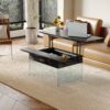 Multifunctional Lift Top Coffee Table -Black Marble Pattern, Essential for Modern Homes.Tempered Glass Legs,Multiple Color Options,Lift Top Feature.Perfectly Fitting Into Both Living Rooms And Office.