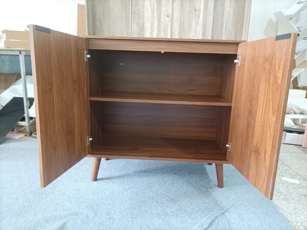 Sideboard Buffet Cabinet with Storage, Farmhouse Buffet Cabinet With Paper Clip Design, Wood Coffee Bar Storage Cabinet for Kitchen, Dining Room, Living Room, Entryway, Walnut,31.5" W
